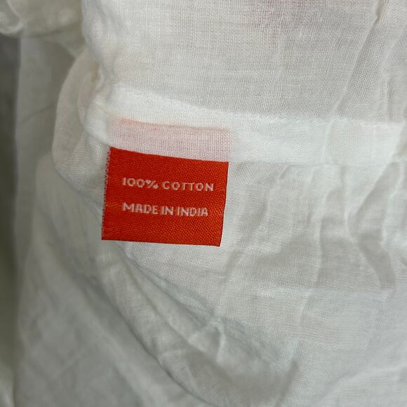 Oliphant Roll Sleeve White Polka Dot Cotton Dress V Neck Mini Women's Size S - Picture 5 of 10